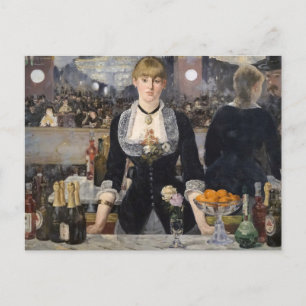 Victoriaans barmeisje op folies bergere, frankrijk briefkaart