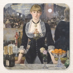 Victoriaans barmeisje op folies bergere, frankrijk kartonnen onderzetters