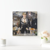 Victoriaans barmeisje op folies bergere, frankrijk vierkante klok (Huis)