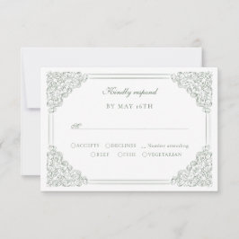 Victoriaans barok gedempt groen  Lijst RSVP Kaartje