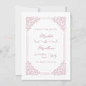 Victoriaans barok romantisch roze  Lijst Save The Date (Voorkant)
