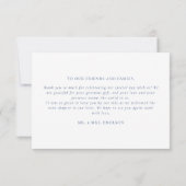 Victoriaans Barokke Bloemenkam Blauwe bruiloft Bedankkaart (Achterkant)