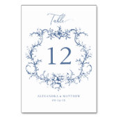 Victoriaans Barokke Bloemenkam Blauwe bruiloft Kaart (Voorkant)