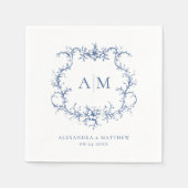 Victoriaans Barokke Bloemenkam Blauwe bruiloft Servet (Voorkant)