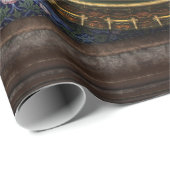 Victoriaans barokke klok bruin blauw steampunk cadeaupapier (Rol Hoek)