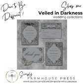 Victoriaans Bat Til Death Zwart Grijs Wedding QR C All In One Uitnodiging