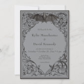 Victoriaans Bat Tot De Dood Zwart & Grijs Huwelijk Kaart (Voorkant)