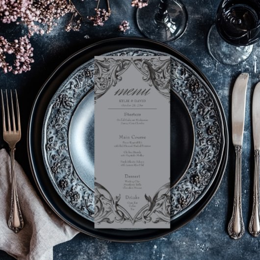 Victoriaans Bat Tot De Dood Zwart & Grijs Huwelijk Menu