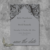 Victoriaans Bat Tot De Dood Zwart & Grijs Huwelijk Save The Date