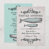  Victoriaans Beach Whale Baby shower Uitnodigen Kaart (Voorkant / Achterkant)
