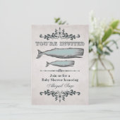 Victoriaans Beach Whale Baby shower Uitnodigen Kaart (Staand voorkant)