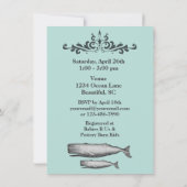 Victoriaans Beach Whale Baby shower Uitnodigen Kaart (Achterkant)