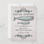 Victoriaans Beach Whale Baby shower Uitnodigen Kaart (Voorkant)