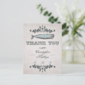 Victoriaans Beach Whale bruiloft Bedankt Briefkaart (Staand voorkant)