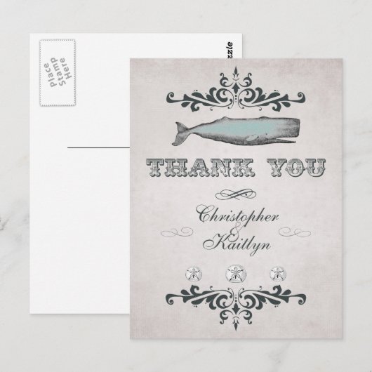  Victoriaans Beach Whale bruiloft Bedankt Briefkaart (Voorkant / Achterkant)