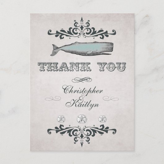 Victoriaans Beach Whale bruiloft Bedankt Briefkaart (Voorkant)