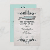  Victoriaans Beach Whale Wedding RSVP Kaart (Voorkant / Achterkant)