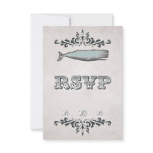  Victoriaans Beach Whale Wedding RSVP Kaart