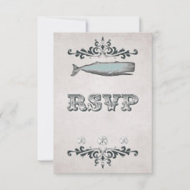 Victoriaans Beach Whale Wedding RSVP Kaart