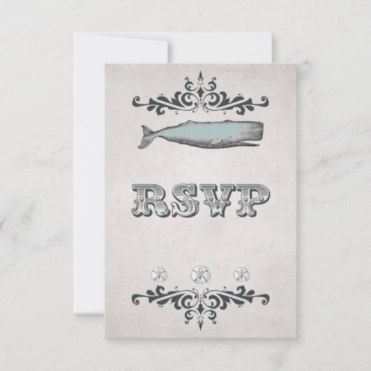  Victoriaans Beach Whale Wedding RSVP Kaart (Voorkant)