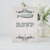  Victoriaans Beach Whale Wedding RSVP Kaart (Staand voorkant)