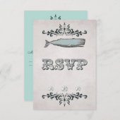  Victoriaans Beach Whale Wedding RSVP Kaart (Voorkant / Achterkant)