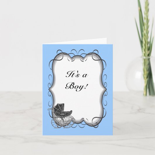 Victoriaans Bedankt Het is een Boy baby-aankondigi Aankondiging (Voorkant)