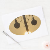 Victoriaans Bedel:  Straatlantaarnpalen Ovale Sticker (Envelop)