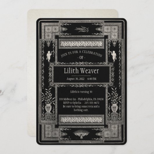 Victoriaans begrafenisstijl  uitnodiging (Voorkant / Achterkant)