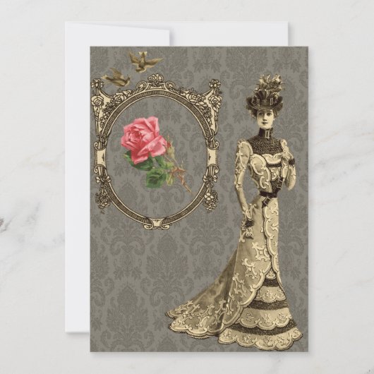 Victoriaans behangselpapier en dame kaart (Voorkant)