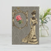 Victoriaans behangselpapier en dame kaart (Staand voorkant)