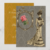 Victoriaans behangselpapier en dame kaart (Voorkant / Achterkant)