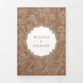 Victoriaans Beige Katholieke QR Code bruiloft Drieluik Uitnodiging (Cover)