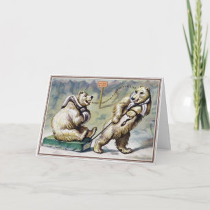  Victoriaans Beren Feestdagen Kaart