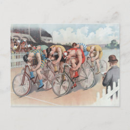 Victoriaans Bicycle Race Waterverf Holiday Briefka Briefkaart
