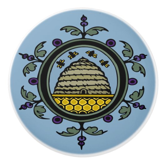 Victoriaans bijen en duif keramische knop (Voorkant)