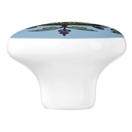 Victoriaans bijen en duif keramische knop (Zijkant)