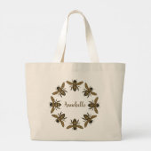 Victoriaans bijen met dubbele persoonlijke Canvas  Grote Tote Bag (Achterkant)