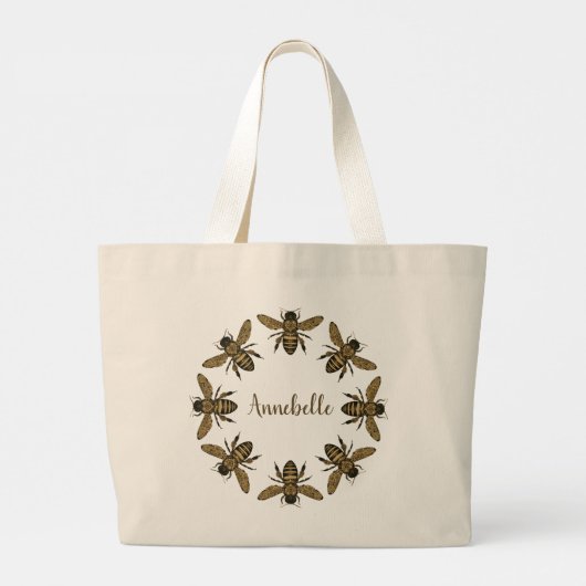 Victoriaans bijen met dubbele persoonlijke Canvas  Grote Tote Bag (Achterkant)