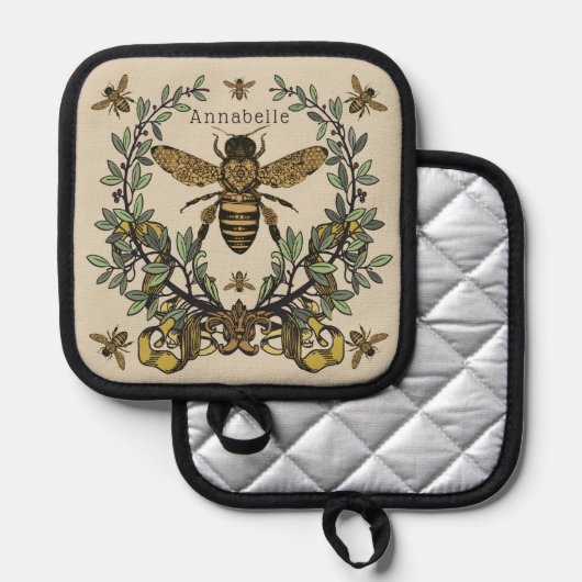 Victoriaans bijen personaliseren pannenlap (Voorkant / Achterkant)