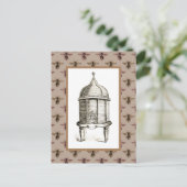 Victoriaans bijenkorf op bijenpatroon briefkaart (Staand voorkant)