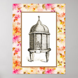 Victoriaans bijenkorf op Floral Poster