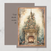 Victoriaans binnenhaard kerstboom feestdagenkaart (Voorkant / Achterkant)