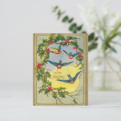 Victoriaans Bird Christmas Briefkaart (Staand voorkant)