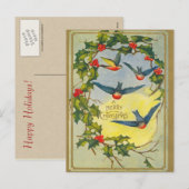 Victoriaans Bird Christmas Briefkaart (Voorkant / Achterkant)