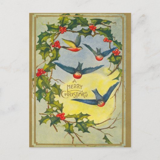 Victoriaans Bird Christmas Briefkaart (Voorkant)
