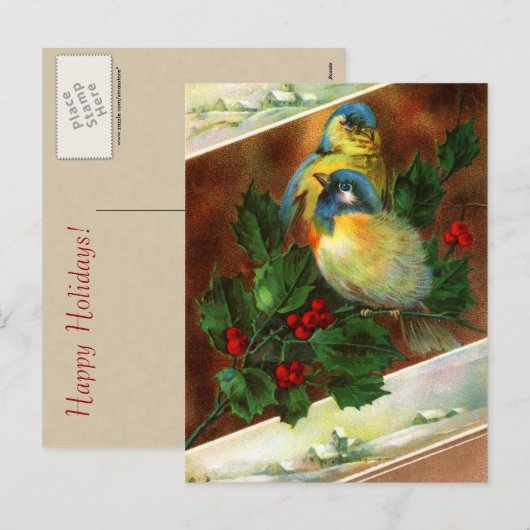 Victoriaans Bird Christmas Briefkaart (Voorkant / Achterkant)