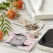 Victoriaans Birdcage Roze AcrylSleutelhanger Sleutelhanger (Voorkant Rechts)