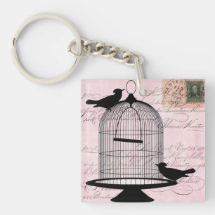 Victoriaans Birdcage Roze AcrylSleutelhanger Sleutelhanger