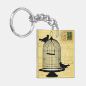 Victoriaans Birdcage Yellow AcrylSleutelhanger Sleutelhanger (Voorkant Links)